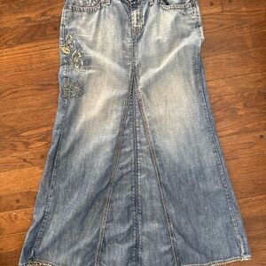Women's Guess Denim Skirt long Embroidery